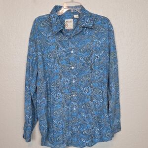 Roper Blue and Green Paisley Men's Shirt Size XL